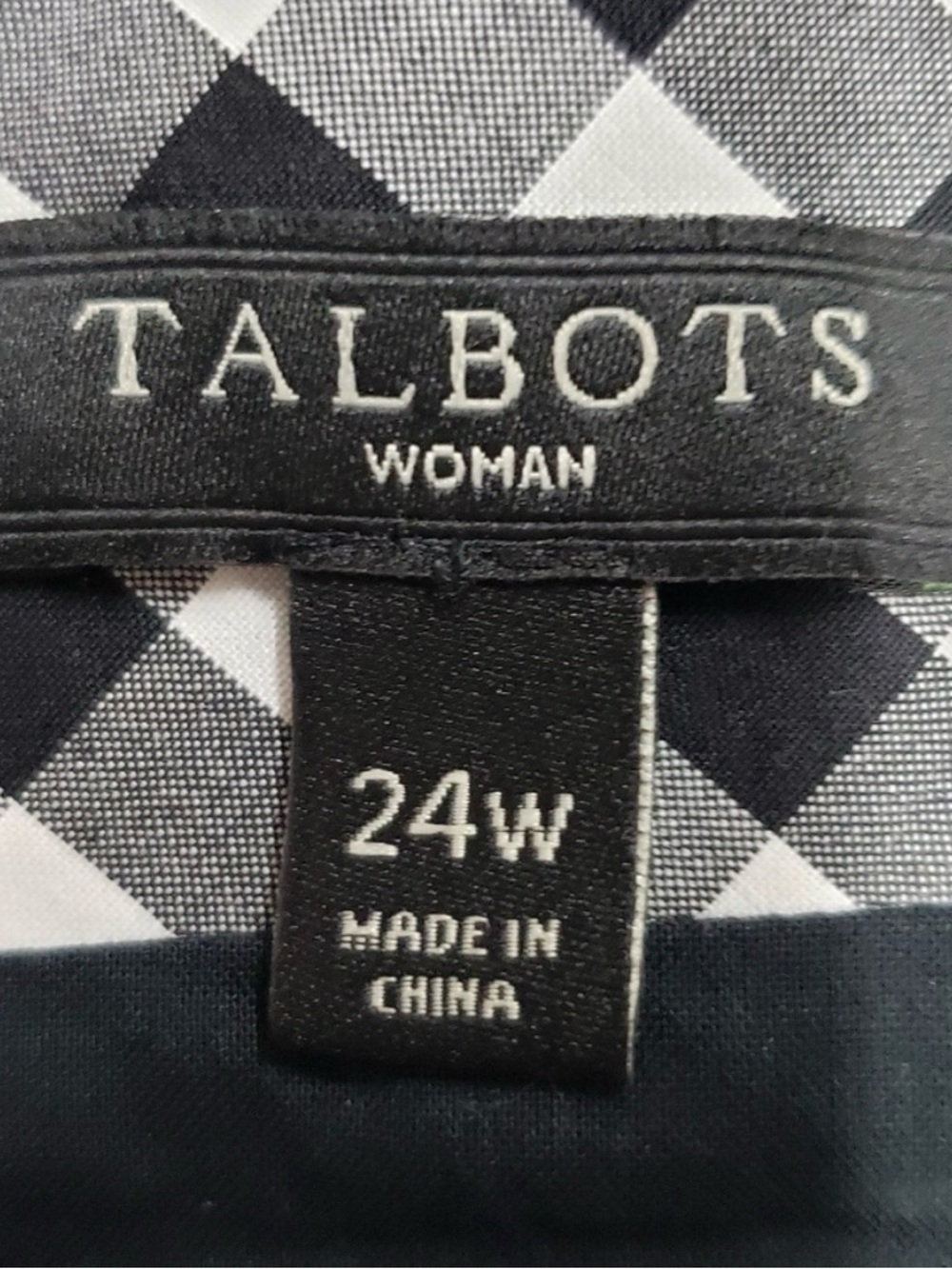Talbots Black & White Gingham Jewel-Neck Sleeveless Top Size 24W - Picture 3 of 7
